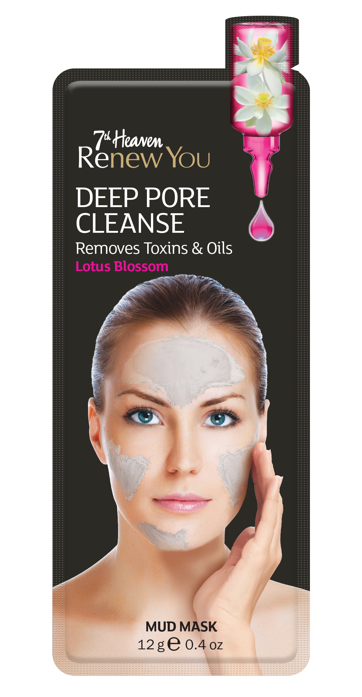  7th Heaven Renew You Deep Pore Cleanse Mud Mask Enriched with Lotus Blossom to Draw Out Impurities and Visibly Brighten Skin - Ideal for All Skin Types