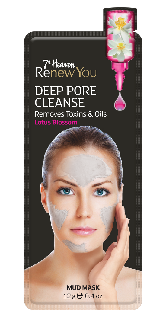  7th Heaven Renew You Deep Pore Cleanse Mud Mask Enriched with Lotus Blossom to Draw Out Impurities and Visibly Brighten Skin - Ideal for All Skin Types