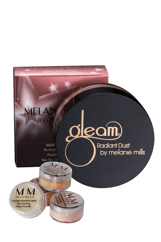 Load image into Gallery viewer, Melanie Mills Hollywood Gleam Radiant Dust Shimmering Loose Powder for Face &amp;amp; Body - Light Gold Mini 1.5g
