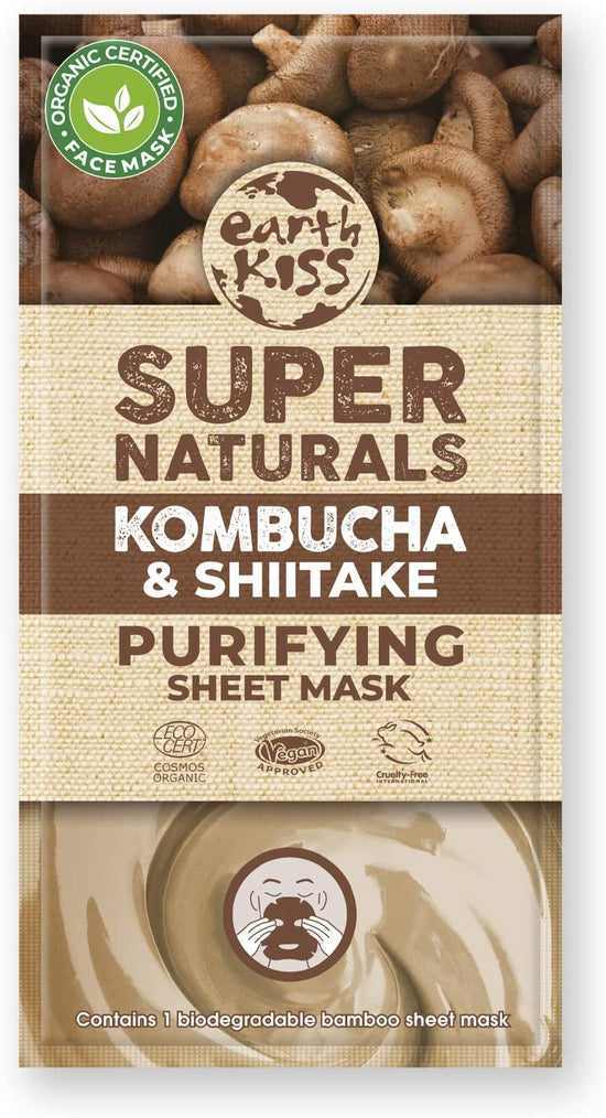 Earth Kiss Super Naturals Purifying Kombucha and Shiitake Sheet Mask to Protect the Elasticity of your Skin and Rejuvenate a Tired Looking Complexion