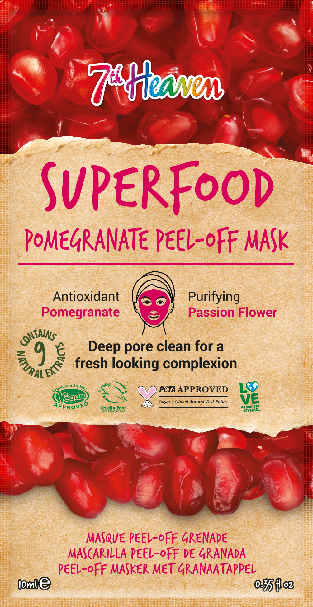 7th Heaven Superfood Pomegranate Peel-Off Mask with Passion flower extract