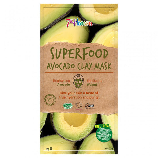  7th Heaven Superfood Avocado Clay Face Mask with Exfoliating Walnut and Hydrating Avocado for a Deep Pore Cleanse to Brighten Skin - Ideal for All Skin Types