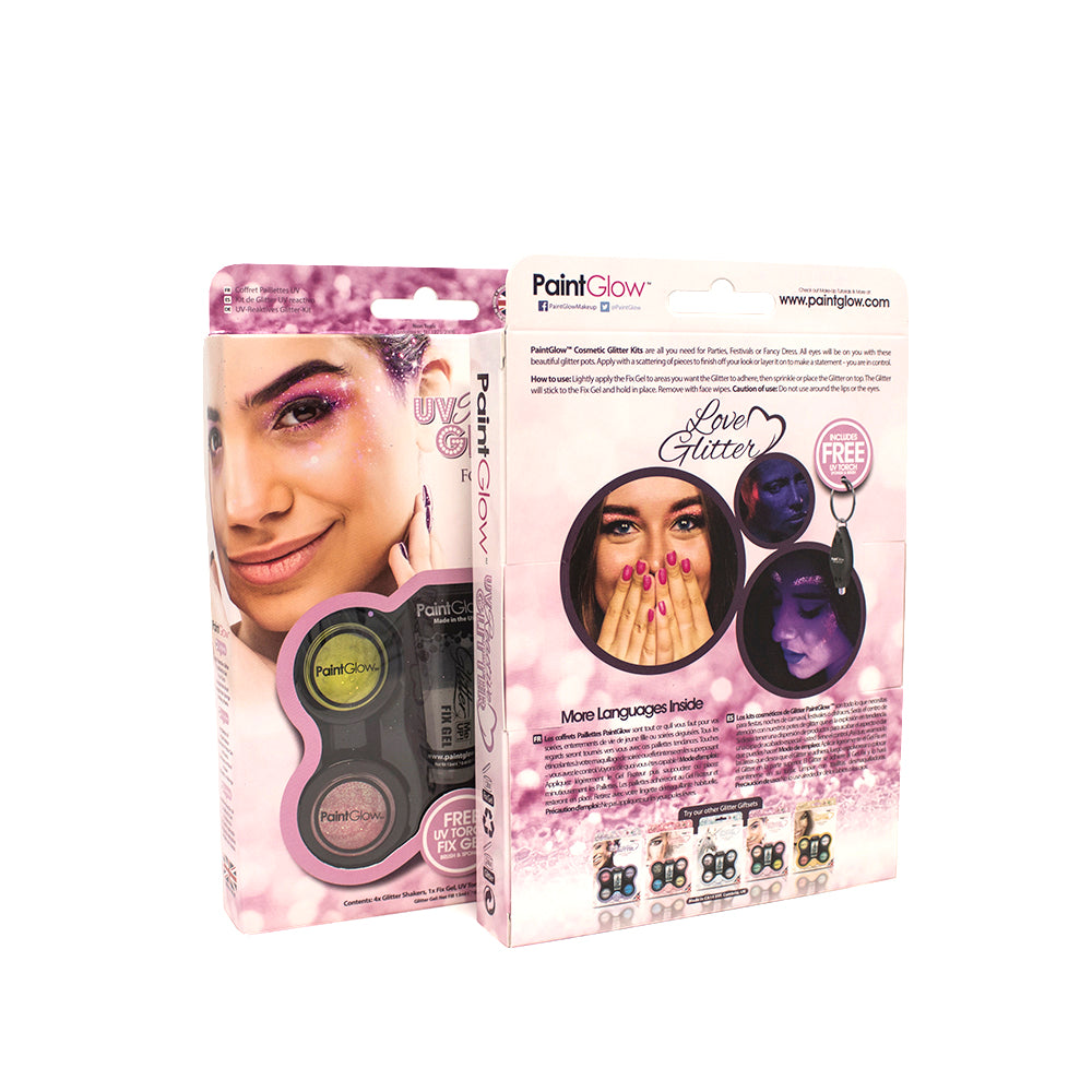 PaintGlow UV Reactive Glitter Boxset for Face, Body and Nails