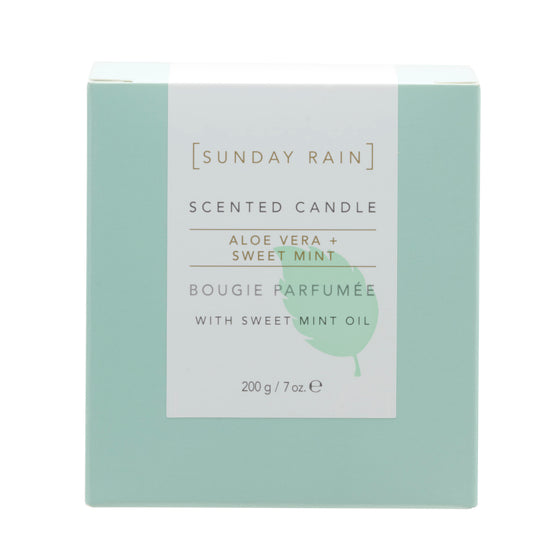 Load image into Gallery viewer, Sunday Rain Aloe Vera &amp;amp; Sweet Mint Soy Candle, with Aromatherapy Oils, Up to 40 Hours Burn Time, Refreshing &amp;amp; Calming Fragrance, 265g
