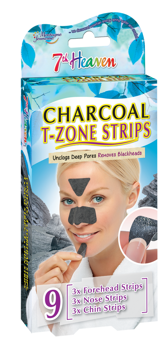  7th Heaven Blackhead Pull-Out T-Zone Strips with Activated Charcoal, Squeezed Aloe Vera and Crushed Witch Hazel for Ultra Clear Pores (Contains Forehead, Nose and Chin Strips)