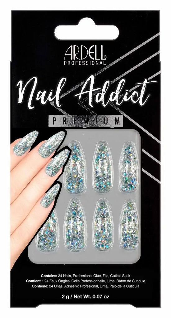 Ardell Nail Addict Premium Nails Blue Jewelled Glitter
