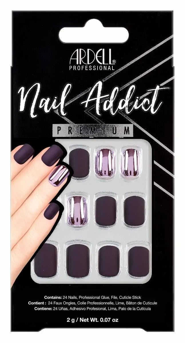 Ardell Nail Addict Premium Nails Burgundy Chrome
