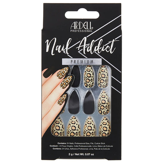 Ardell Nail Addict Premium Nails Black Leopard