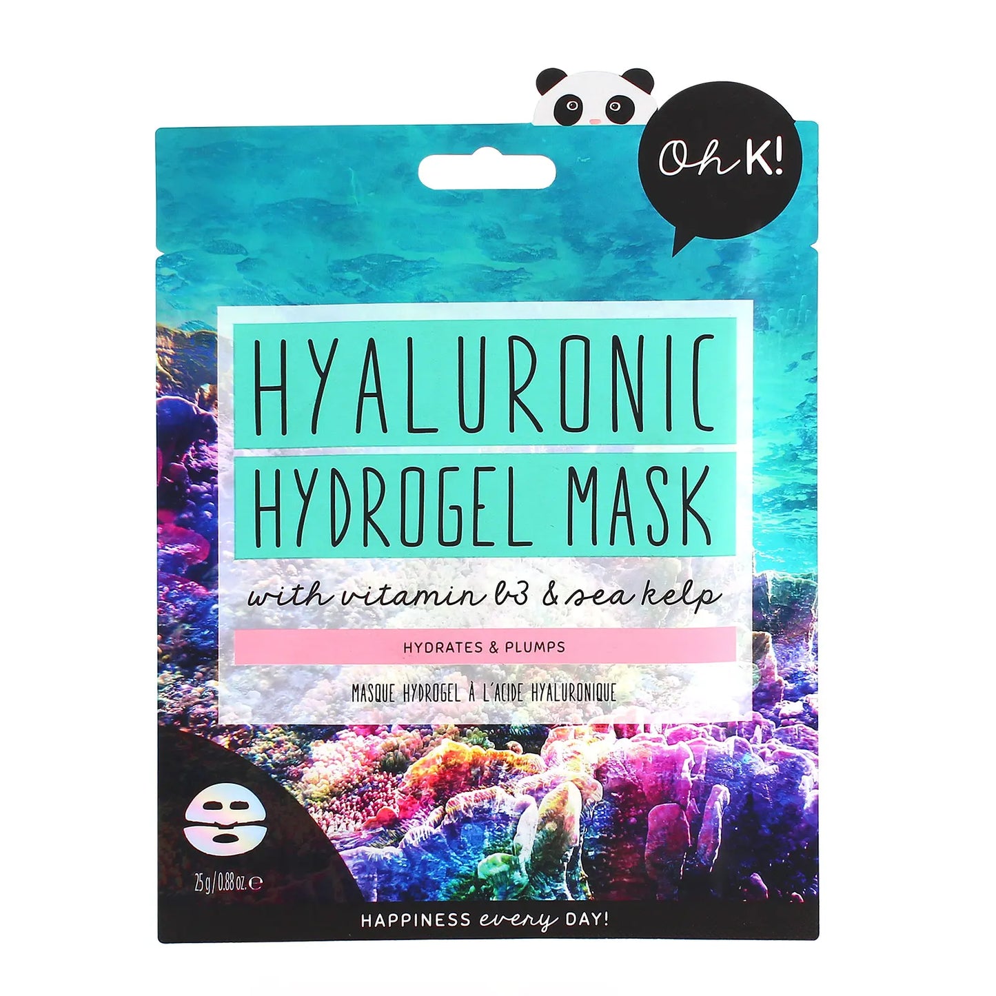 Oh K! Hyaluronic Sheet Mask, for Dry and Dehydrated Skin, Plumping and Smoothing Effect, Vegan and Cruelty Free, 40g