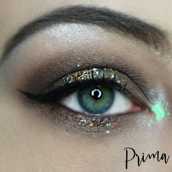 Prima Makeup Pressed Glitter Eyeshadows Black, Brown & Orange Multi Tonal  -Pumpkin Spice
